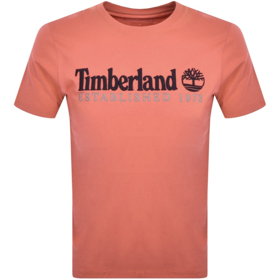 Timberland Logo T Shirt Orange Mainline Menswear